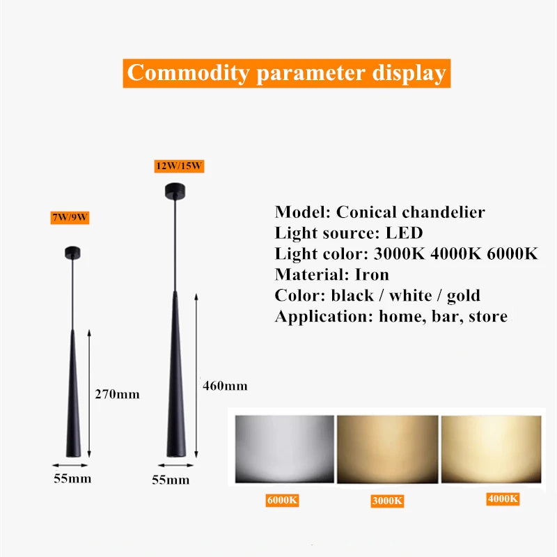 Dimmable COB Cone Pendant