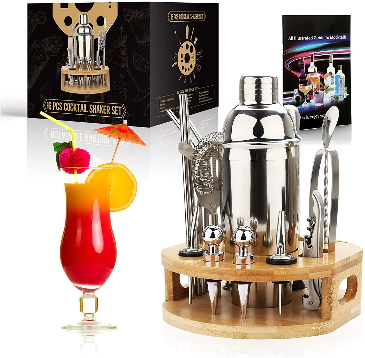 Sixteen-Piece Cocktail Shaker Kit
