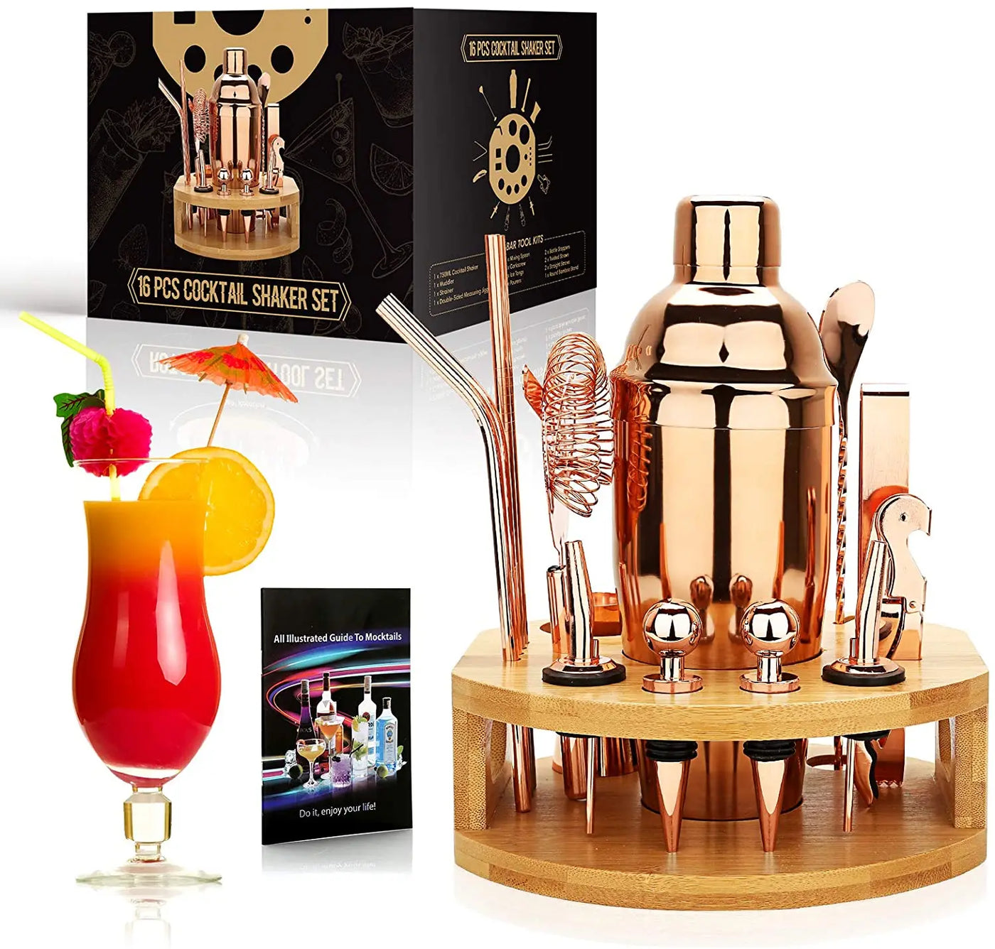 Sixteen-Piece Cocktail Shaker Kit