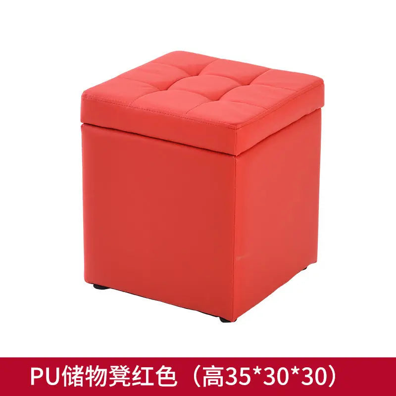 Foldable Leather Storage Ottoman