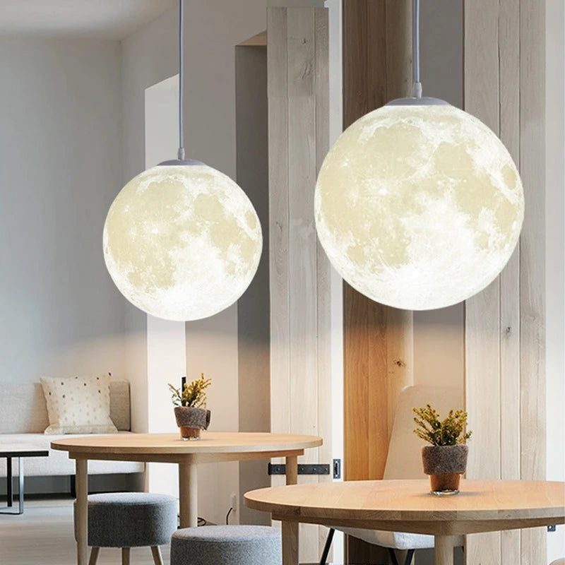 Textured Moon Globe Pendant