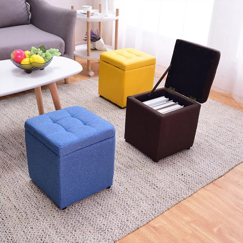Foldable Leather Storage Ottoman