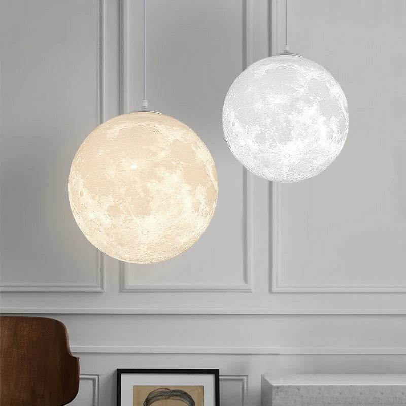 Textured Moon Globe Pendant