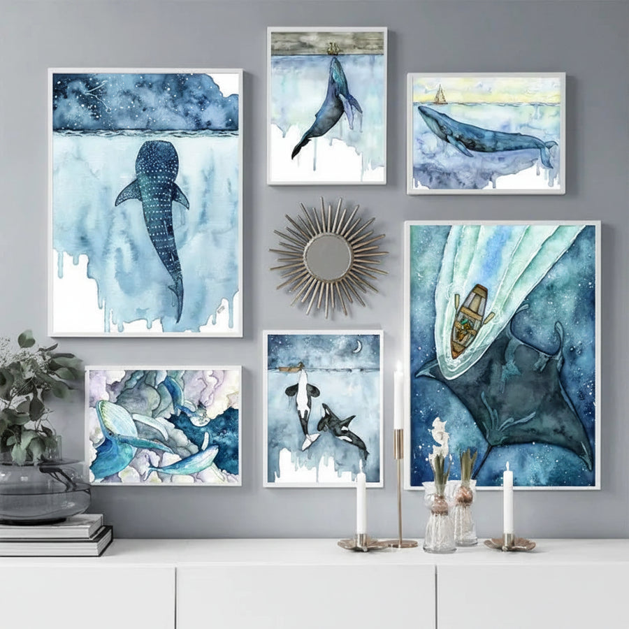 Watercolor Whale Canvas Print