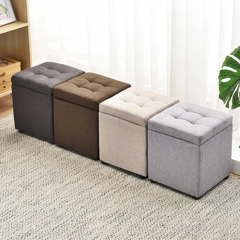 Foldable Leather Storage Ottoman