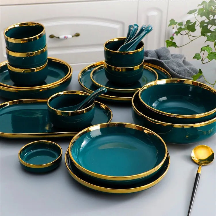 Gold Rim Ceramic Tableware