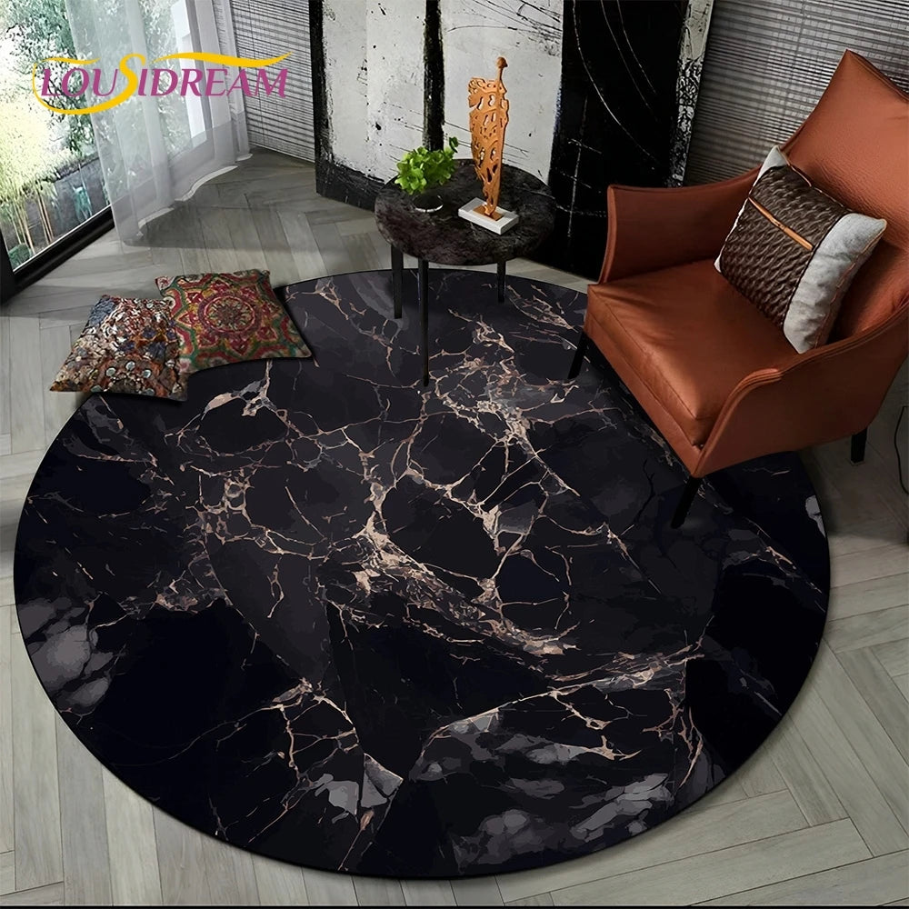Marble Pattern Round Area Rug
