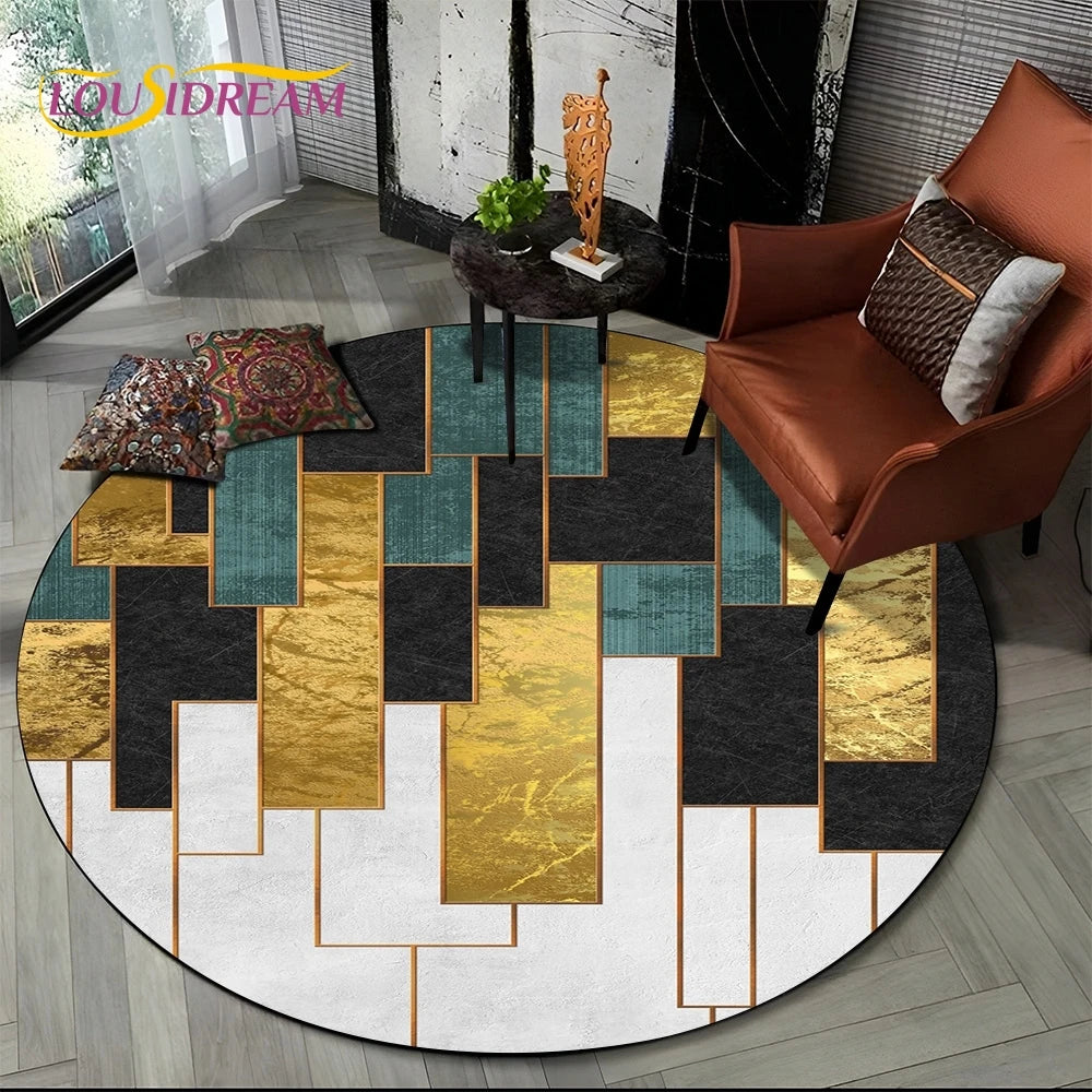 Marble Pattern Round Area Rug