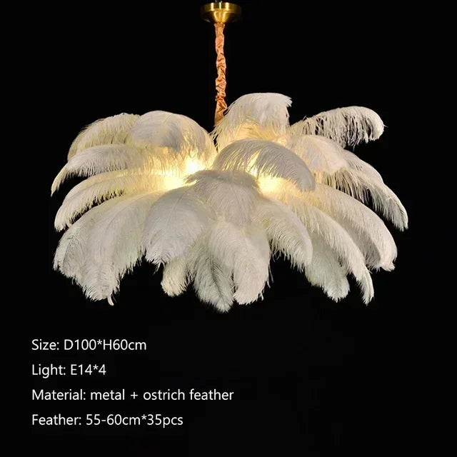 Feathered Ostrich Pendant Chandelier