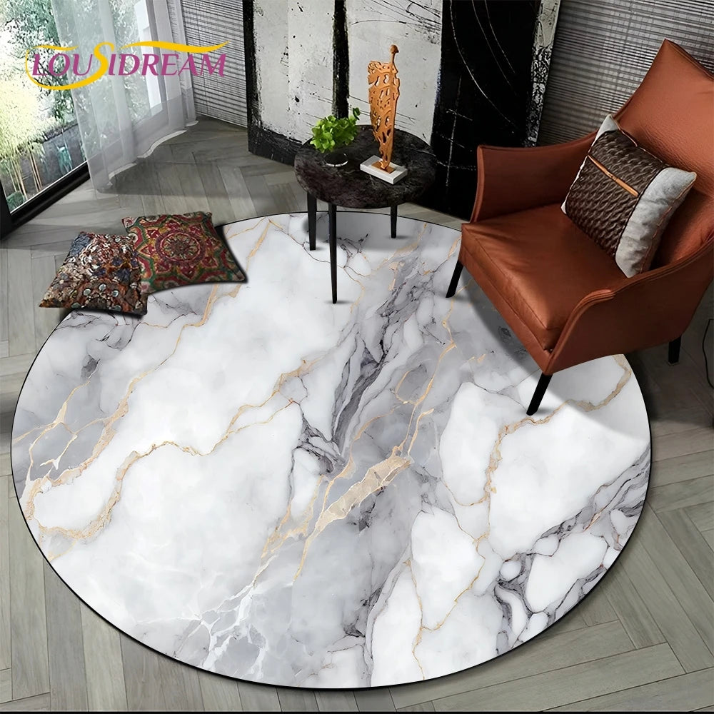 Marble Pattern Round Area Rug