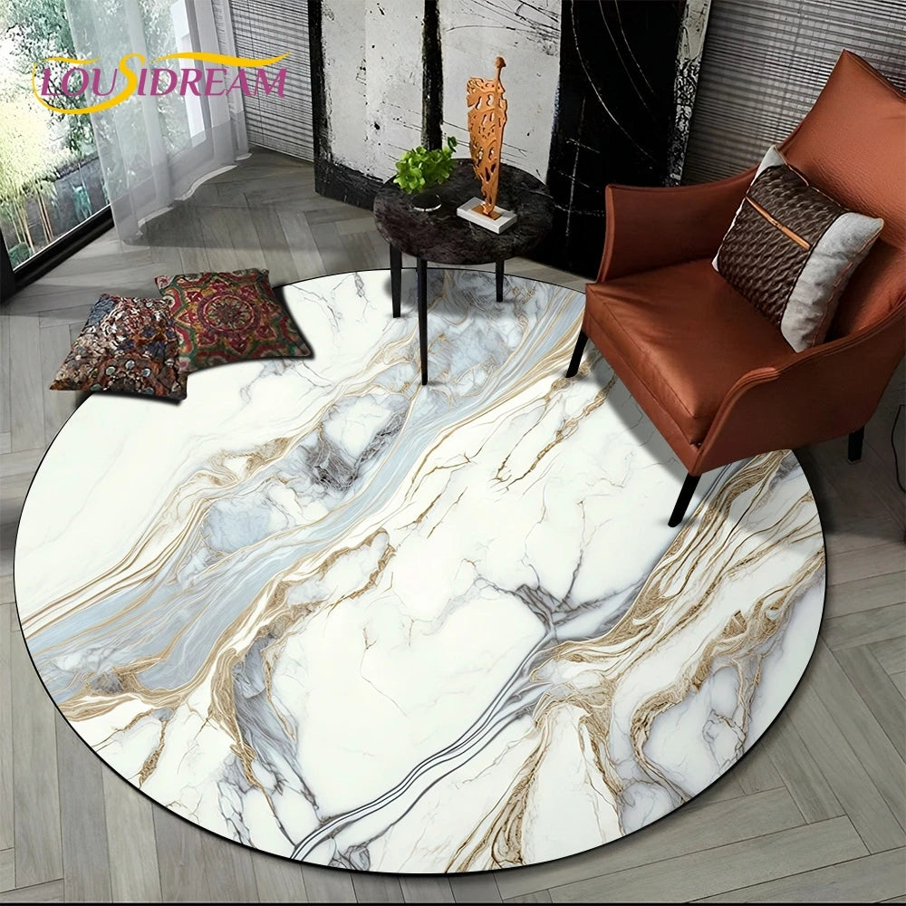 Marble Pattern Round Area Rug