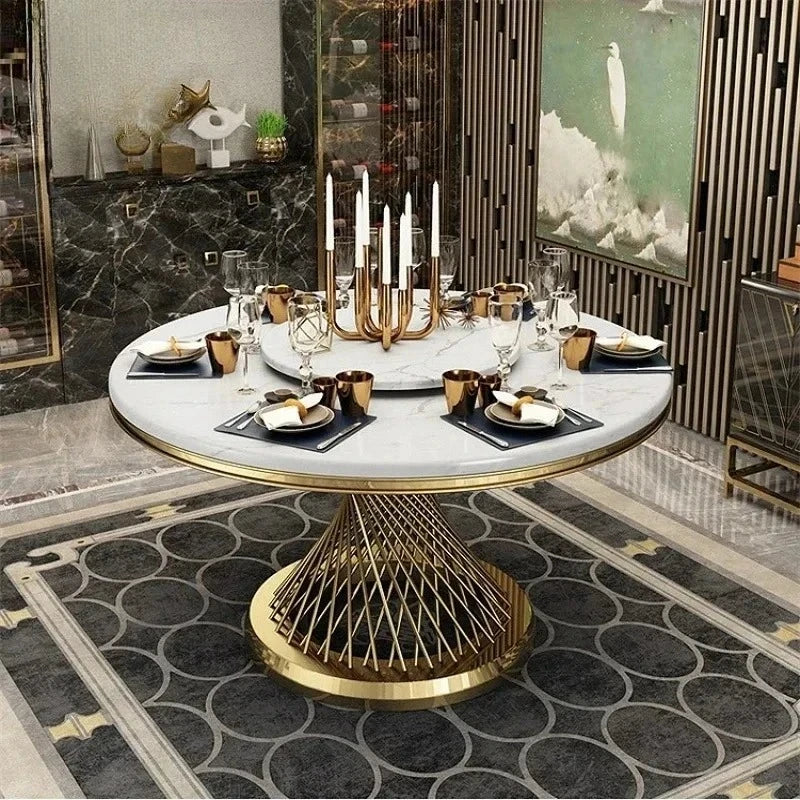 Marble Gold-Base Dining Set