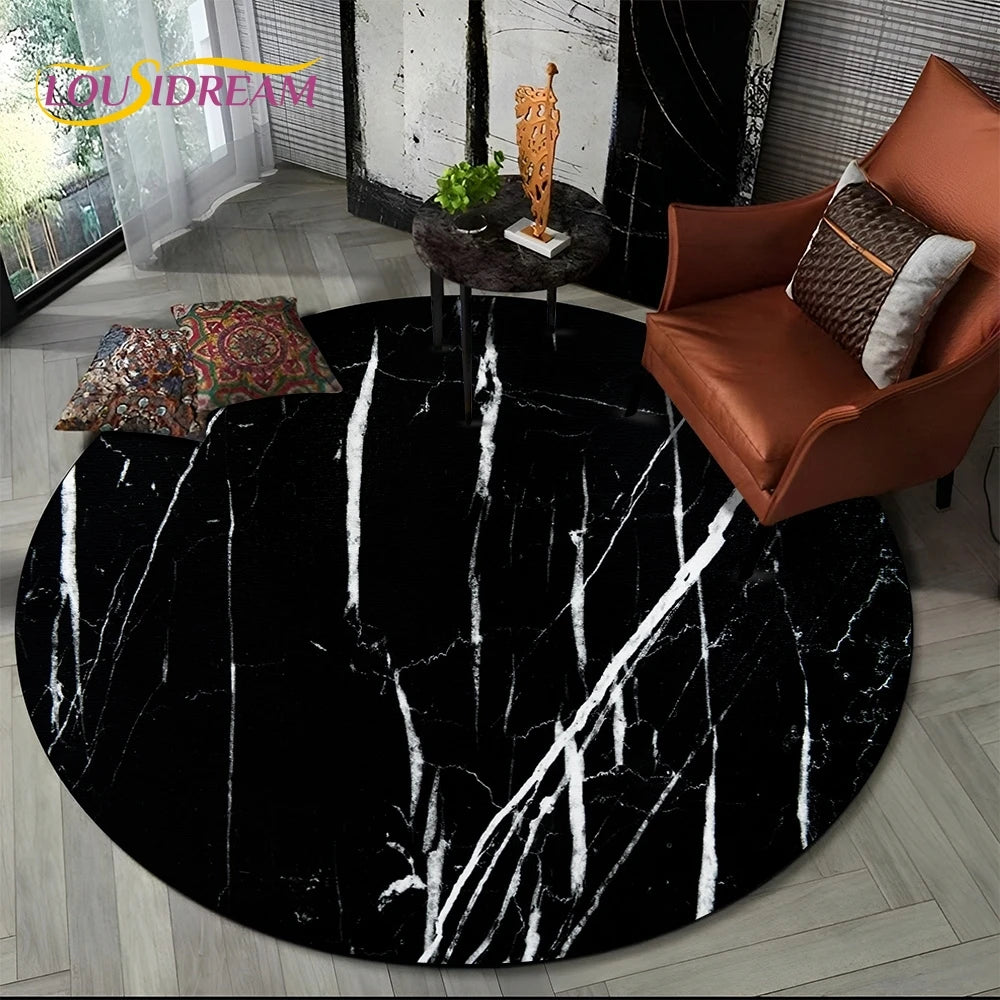 Marble Pattern Round Area Rug