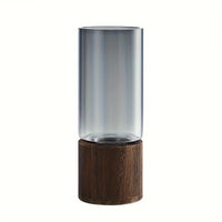 Wooden Base Glass Vase