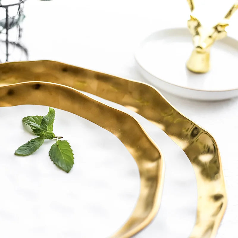 Gold Rim Porcelain Dinner Plate