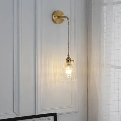 Japanese Brass Glass Wall Lamp