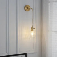 Japanese Brass Glass Wall Lamp