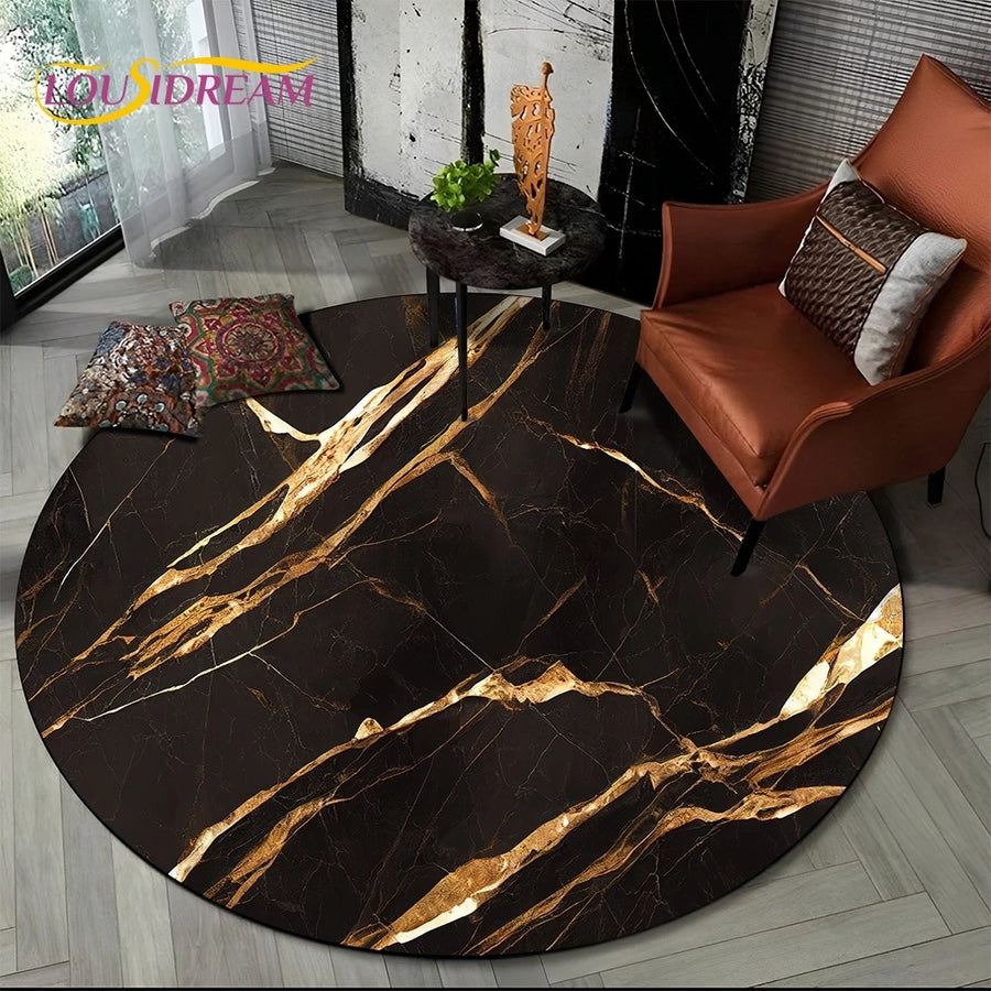 Marble Pattern Round Area Rug