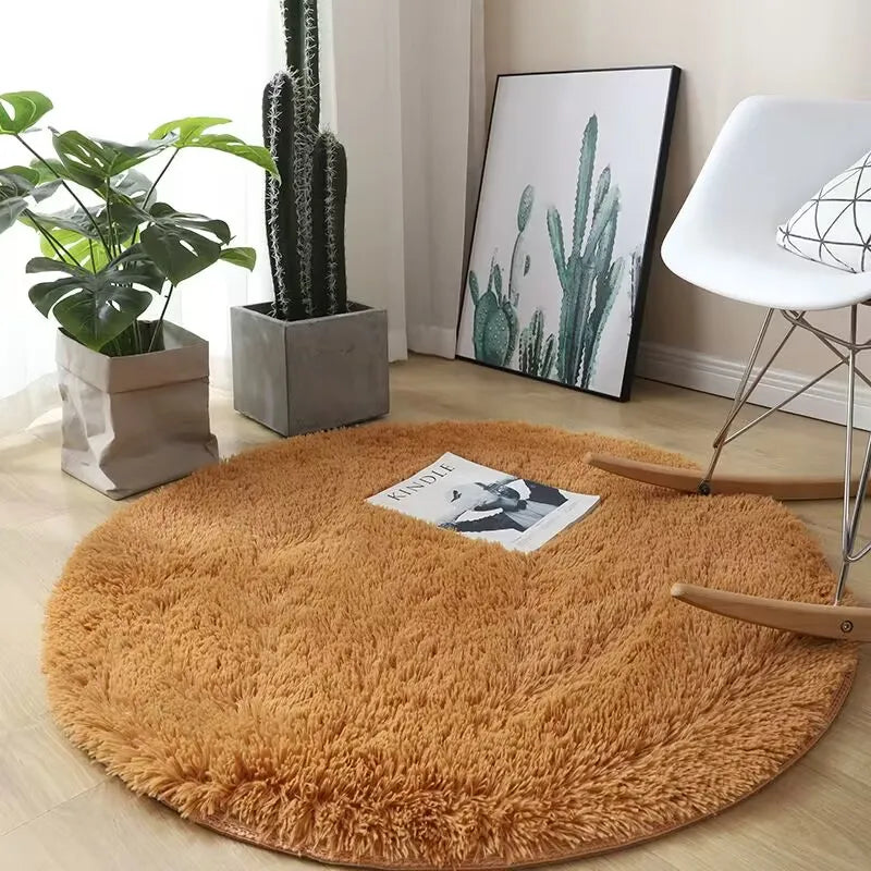 Fluffy Round Bedroom Area Rug