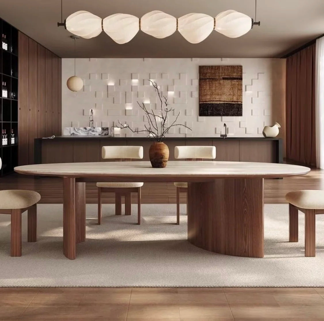 Oval Rock-Plate Dining Set