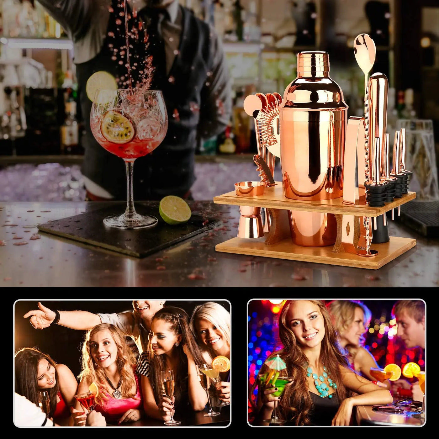 Sixteen-Piece Cocktail Shaker Kit