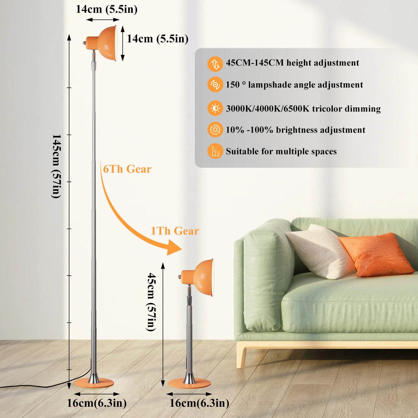 Telescopic USB LED Floor Lamp