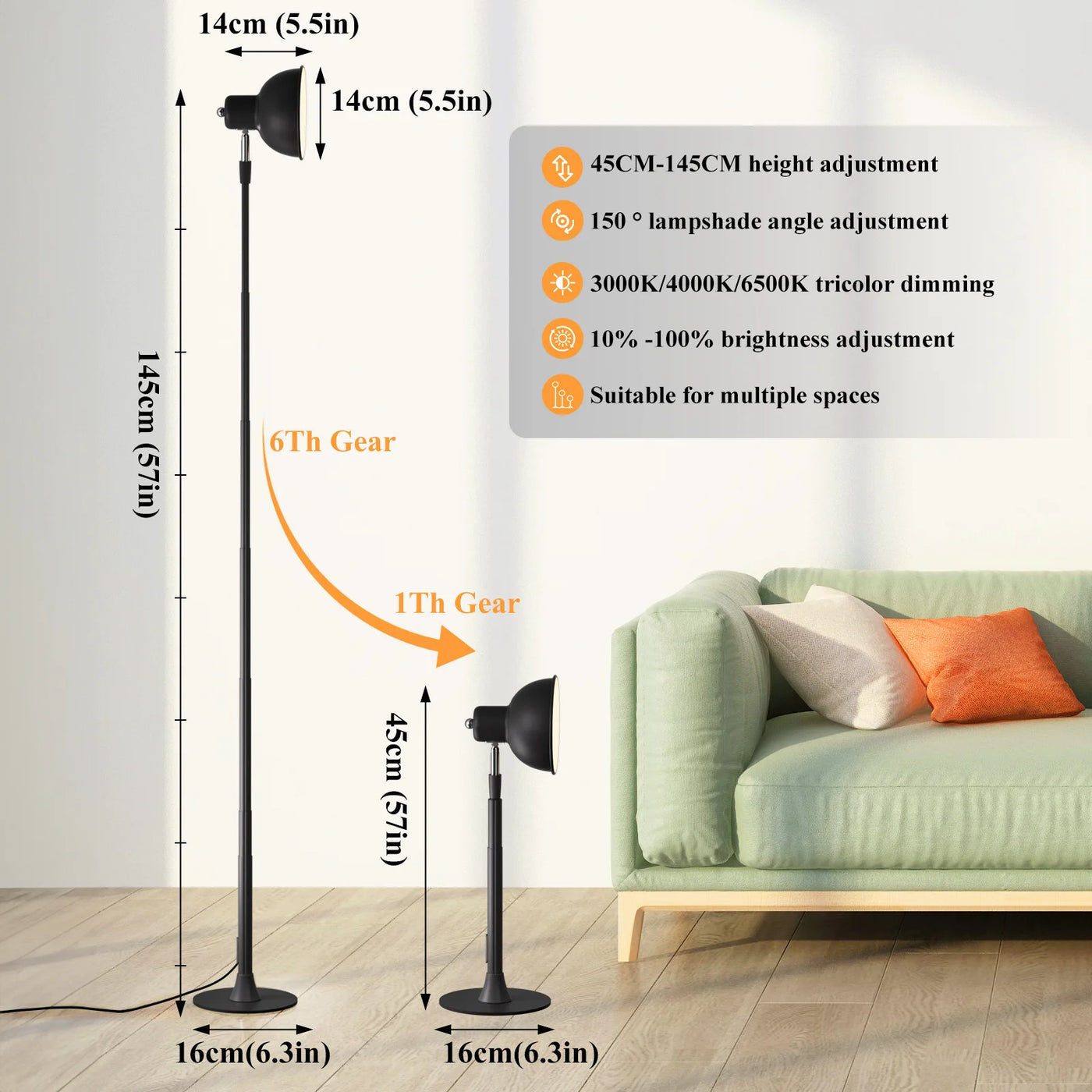 Telescopic USB LED Floor Lamp