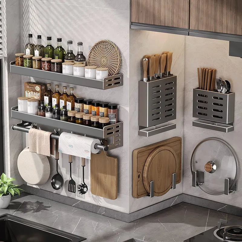 No-Drill Aluminum Kitchen Organizer