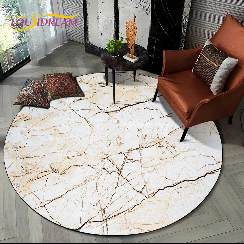 Marble Pattern Round Area Rug