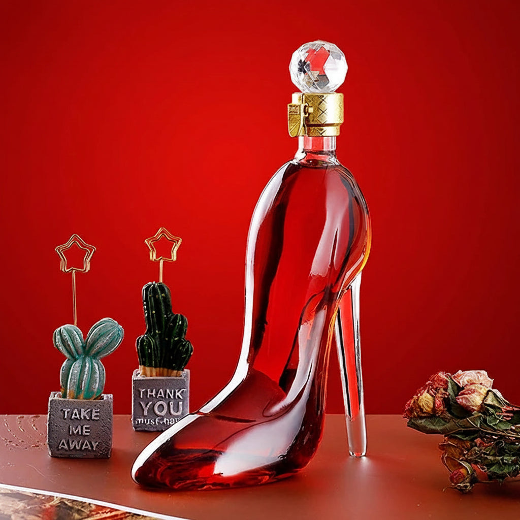 High-Heel Glass Whiskey Decanter