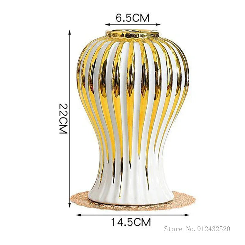 Gold Edged White Vase