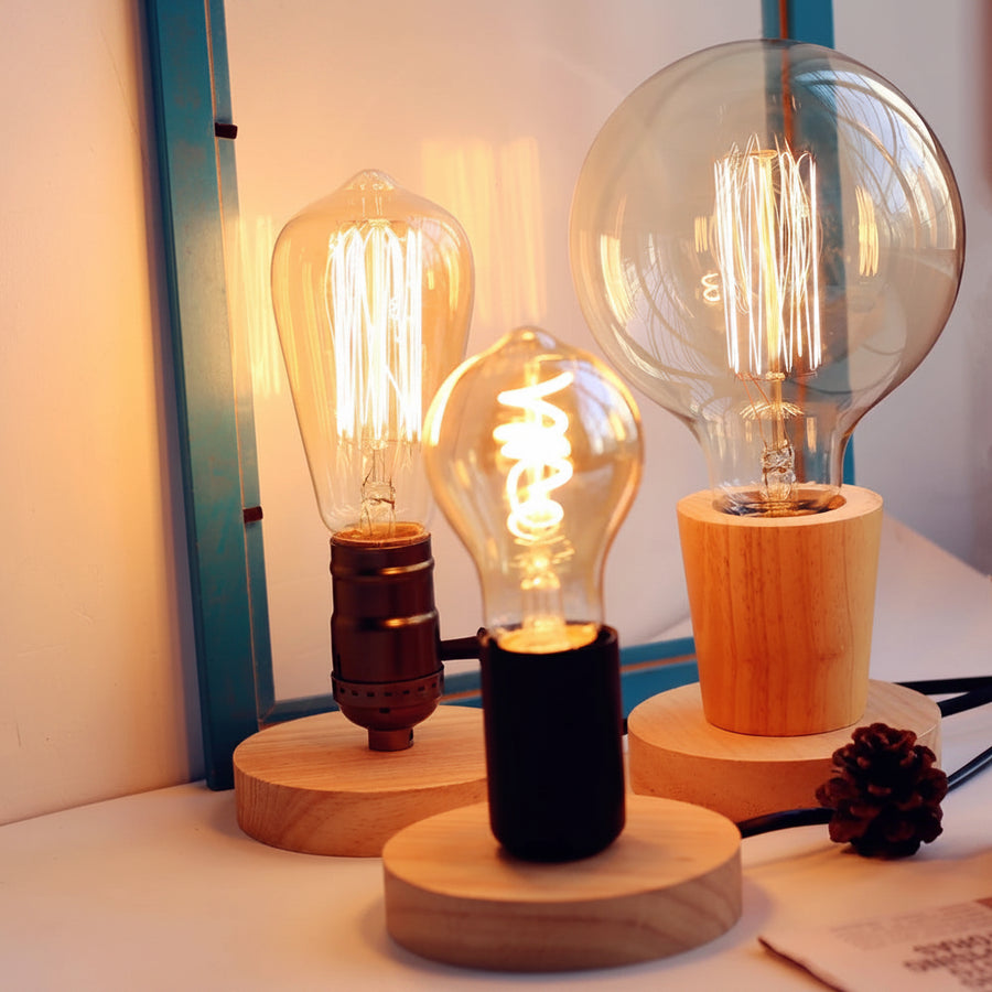 Wooden Edison Bulb Base