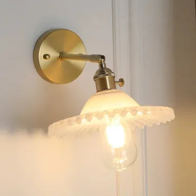 Japanese Brass Glass Wall Lamp