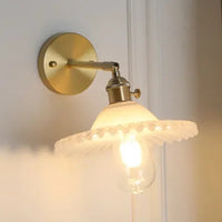 Japanese Brass Glass Wall Lamp