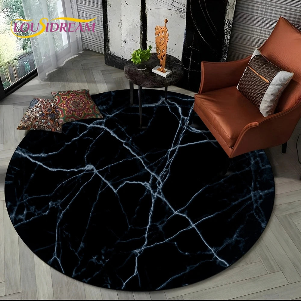 Marble Pattern Round Area Rug