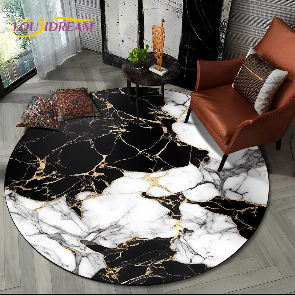 Marble Pattern Round Area Rug