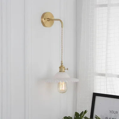 Japanese Brass Glass Wall Lamp