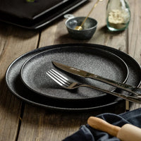 Japanese Black Ceramic Plate Set