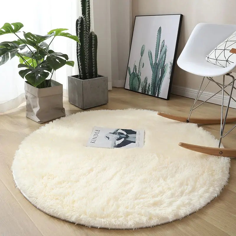 Fluffy Round Bedroom Area Rug
