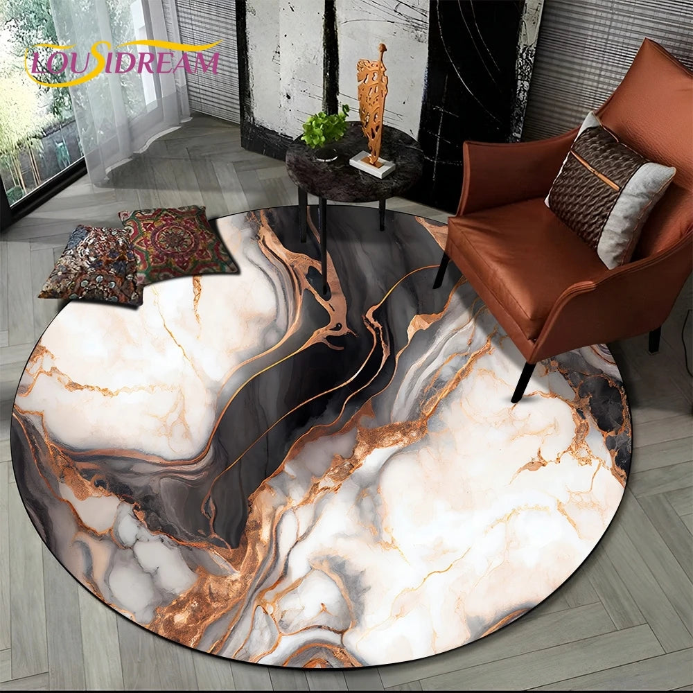Marble Pattern Round Area Rug