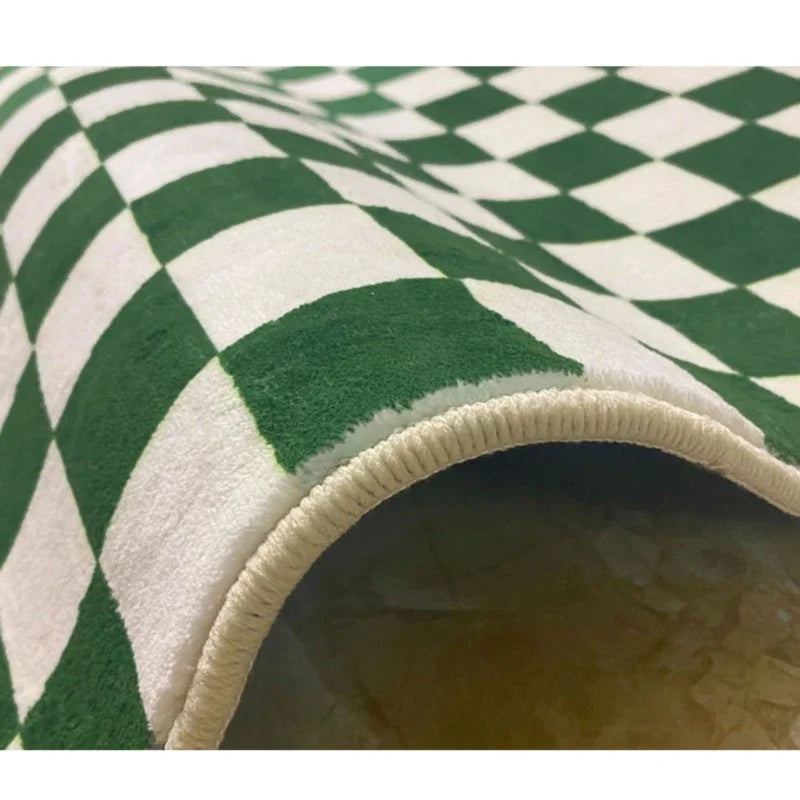 Retro Checkerboard Plush Area Rug