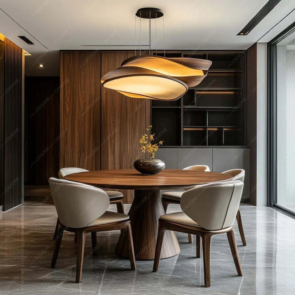 Round Six-Seater Wooden Dining Set