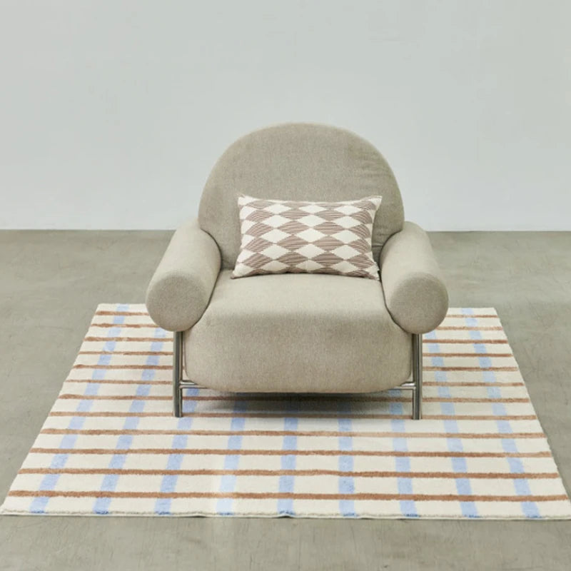 Minimalist Plaid Plush Area Rug