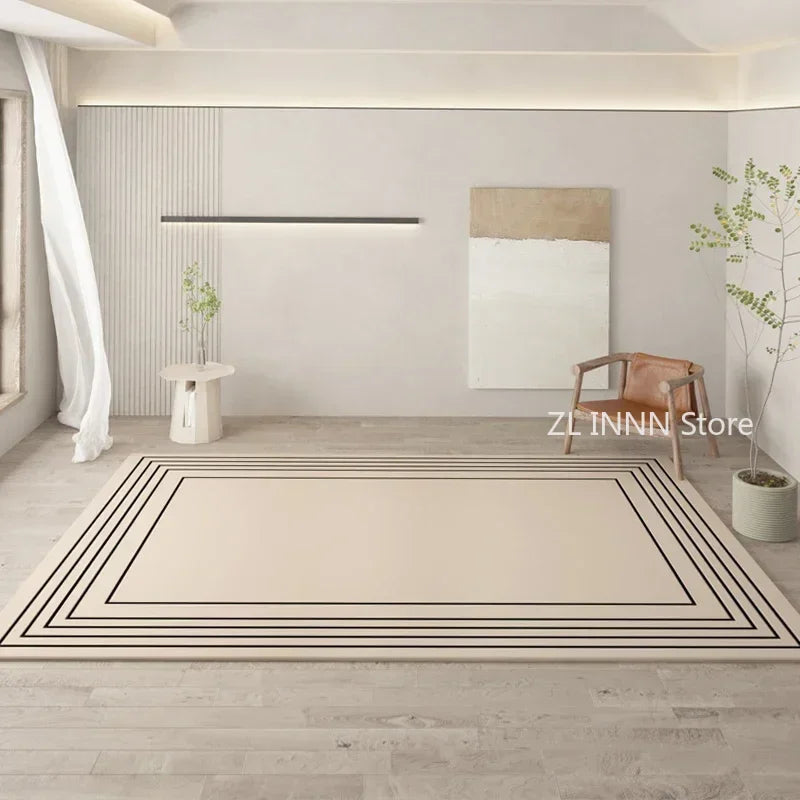 Irregular Cream Oval Area Rug