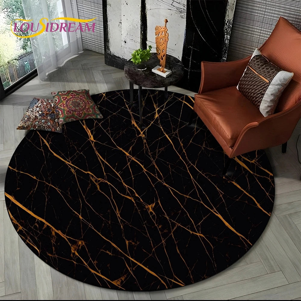 Marble Pattern Round Area Rug
