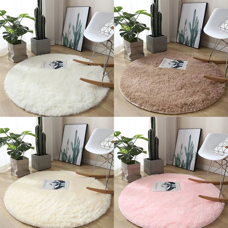 Fluffy Round Bedroom Area Rug