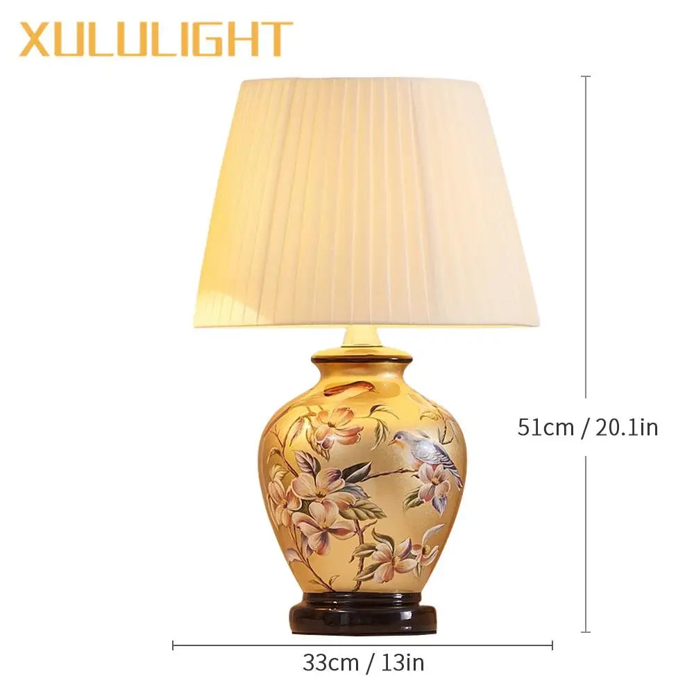 Painted Ceramic Bird Lamp