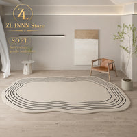 Irregular Cream Oval Area Rug