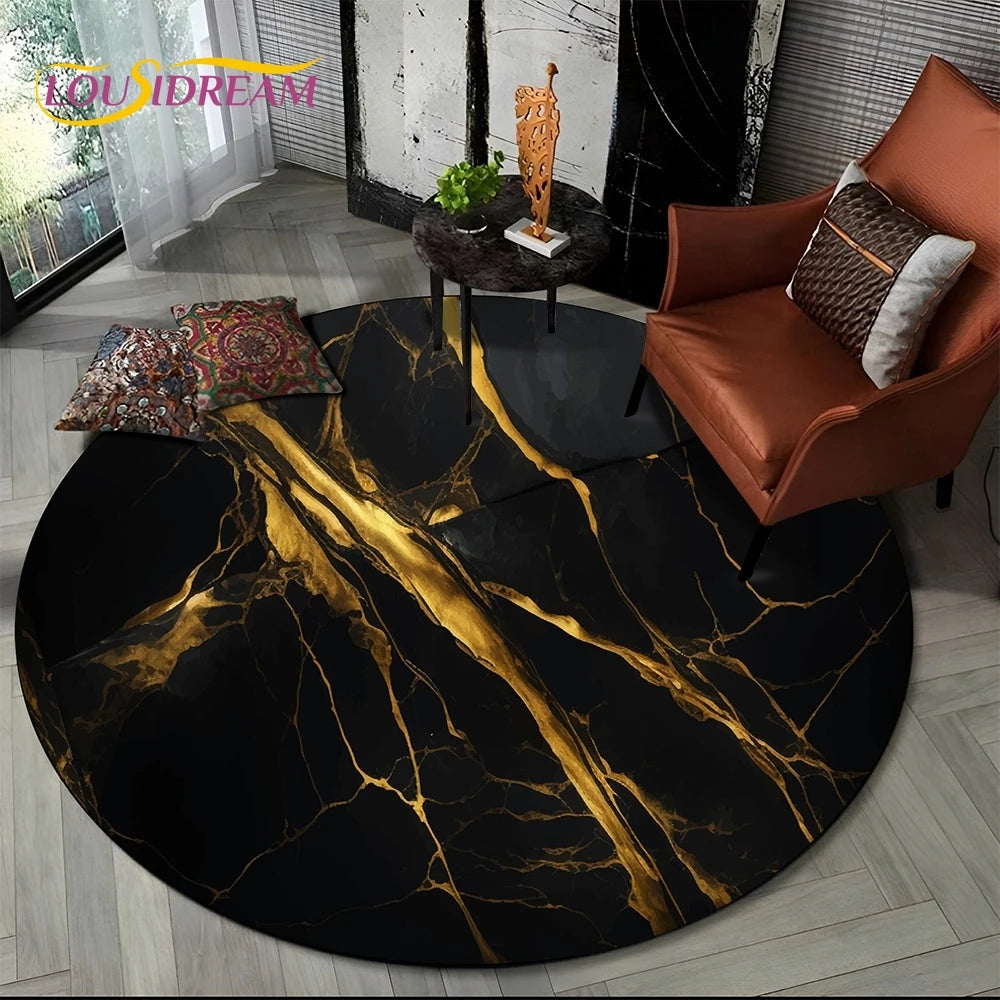 Marble Pattern Round Area Rug