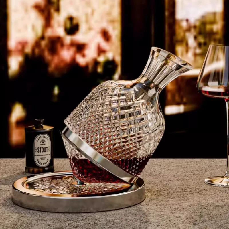 Rotating Crystal Whisky Decanter Set